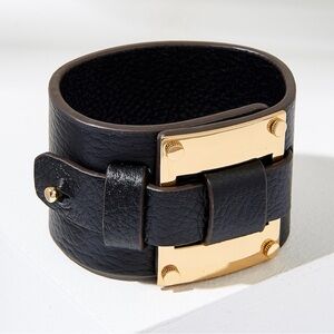 India Hicks Lady P Cuff bracelet in Black and Gold, new in box!